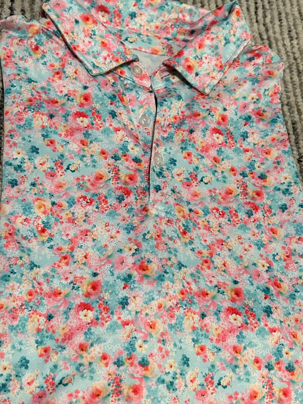 Proud 90 Men’s Medium Golf Polo Shirt Floral All Over Print Performance